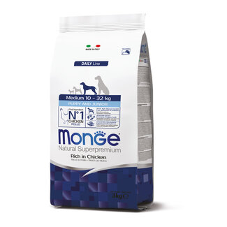 Monge Natural Superpremium Trockenfutter für Hunde - Medium Puppy & Junior Reich an Huhn - 3 kg
