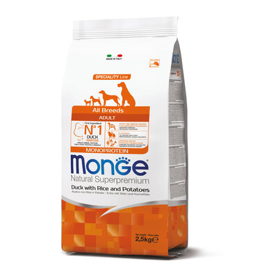 Hundefutter - Monoprotein Adult Ente mit Reis und Kartoffeln - 2,5 kg