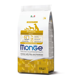 Monge Natural Superpremium Hondenbrokken - Monoproteïne Adult Kip met Rijst en Aardappelen - 15 kg