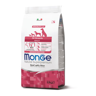 Monge Natural Superpremium Hondenbrokken - Monoproteïne Adult Rundvlees met Rijst - 2,5 kg