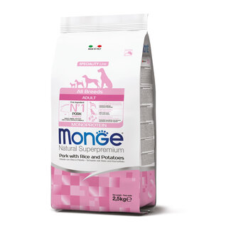 Monge Natural Superpremium Dog Food - Monoprotein Adult Pork with Rice and Potatoes - 15 kg