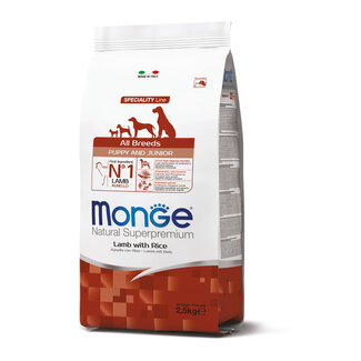 Monge Natural Superpremium Trockenfutter - Monoprotein Welpen & Junior Lamm mit Reis - 2,5 kg