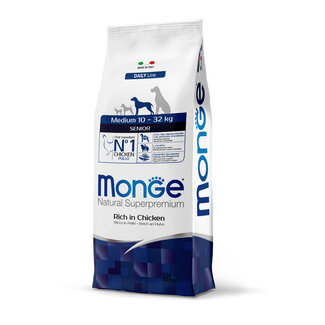 Monge Natural Superpremium Croquettes pour chiens - Senior de taille moyenne Riches en poulet - 12