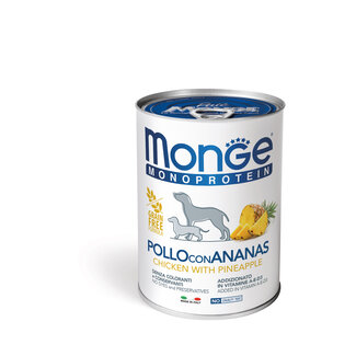 Monge Natural Superpremium Aliment pour chiens - Pâtée Monoprotéine 100% Poulet à l'Ananas - 400g