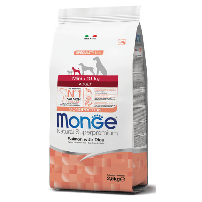 Hondenbrokken – Monoproteïne Mini Adult Zalm met Rijst - 2,5 kg