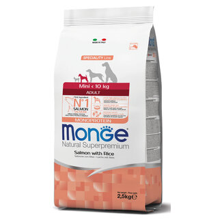 Monge Natural Superpremium Hondenbrokken – Monoproteïne Mini Adult Zalm met Rijst - 7,5 kg