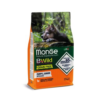 Monge Bwild Hondenbrokken - Graanvrij Puppy & Junior Eend met Aardappelen - 12 kg