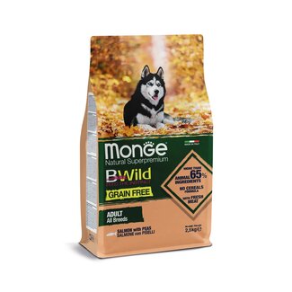 Monge Bwild Dog Food - Grain-Free Adult Salmon with Potatoes and Peas - 12 kg