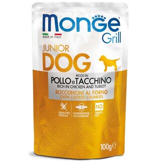 Monge Grill Hondenvoer - Monge Grill - Rijk aan kip en kalkoen - Junior