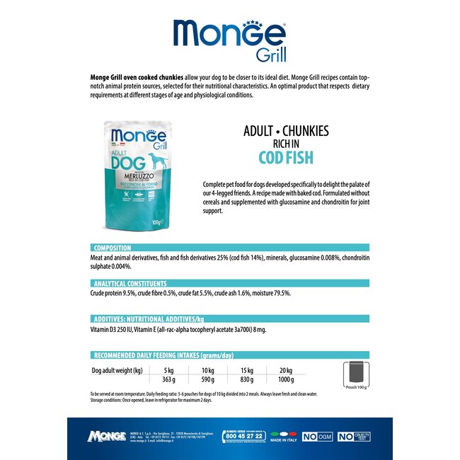 Hondenvoer - Monge Grill - Rijk aan kabeljauw