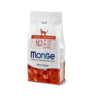 Monge Natural Superpremium Pienso para gatos - Senior - Rico en pollo - 1,5 kg