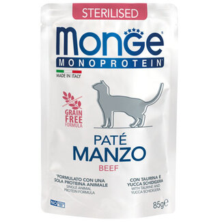 Monge Monoprotein Cat Wet Food - Sterilised - Pâté - with Beef