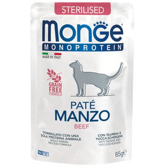 Monge Monoprotein Katzennassfutter - Sterilisiert - Pastete - mit Rindfleisch