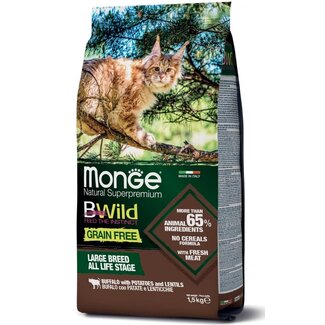 Monge Bwild Croquettes pour chats - Adultes - au buffle, pommes de terre et lentilles - sans céréales - 10 kg