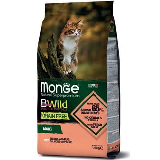 Monge Bwild Katzenfutter - Adult - mit Lachs und Erbsen - getreidefrei - 10 kg