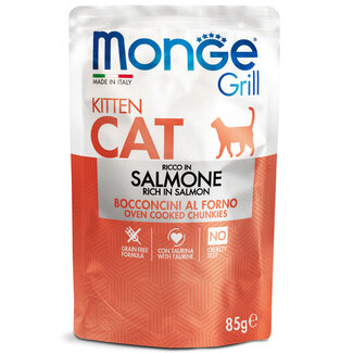Monge Grill Alimento húmedo para gatos - Gatito - trozos en gelatina ricos en salmón fresco