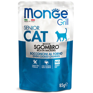 Monge Grill Alimento húmedo para gatos - Senior - trozos en gelatina rico en caballa fresca