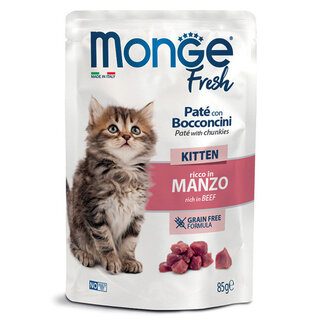 Aliment humide pour chats - Chaton - morceaux en gelée riche en bœuf frais