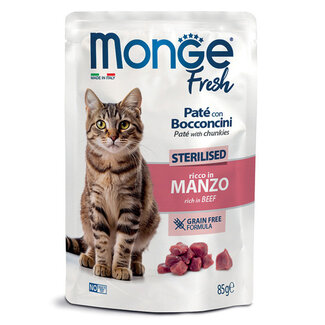 Aliment humide pour chats - Stérilisé - morceaux en gelée riche en bœuf frais