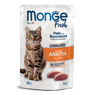 Alimento húmedo para gatos - Esterilizado - trocitos en gelatina rico en pato fresco