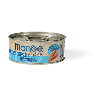 Aliment humide pour chat - Senior - cuit à la vapeur - en sauce avec thon et anchois