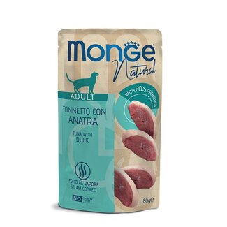 Aliment humide pour chats - avec des morceaux de thon cuit à la vapeur et de canard tendre