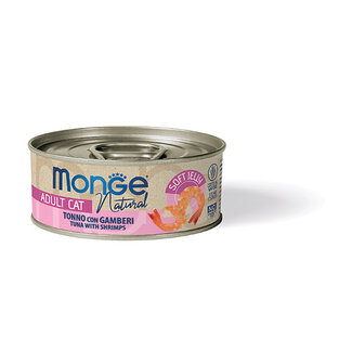 Aliment humide pour chats - Adulte - cuit à la vapeur - au thon et aux crevettes en gelée