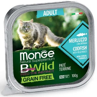 Monge Bwild Cat Wet Food - Adult - Cod with Vegetables - Grain-Free