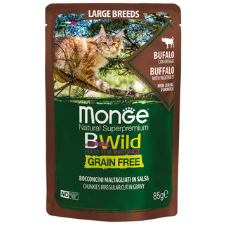 Monge Bwild Katzen-Nassfutter - Für große Rassen - Büffel mit Gemüse - getreidefrei