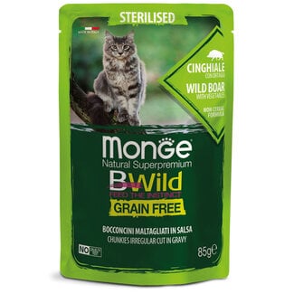 Monge Bwild Katzennassfutter - Sterilisiert - Wildschwein mit Gemüse - getreidefrei
