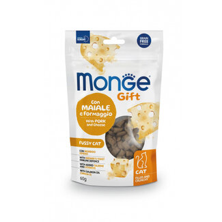 Monge Gift Kattensnacks - Kieskeurige kat -  varkensvlees en kaas - graanvrij