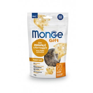 Monge Gift Katzensnacks - Wählerische Katze - Schweinefleisch und Käse - Getreidefrei