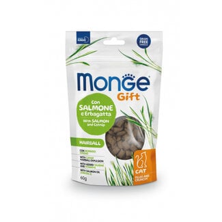 Monge Gift Katzensnacks - Haarballen - Lachs und Katzenminze - getreidefrei