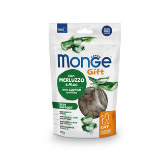 Monge Gift Friandises pour chats - Soutien cutané - au cabillaud et à l'aloès - sans céréales