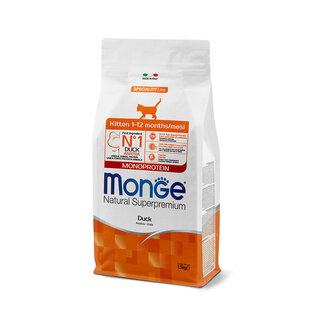 Monge Natural Superpremium Croquettes pour chat - Chaton - Monoprotéine canard - 1,5 kg