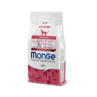 Monge Natural Superpremium Cat Kibble - Sterilised - Monoprotein Beef - 1.5 kg
