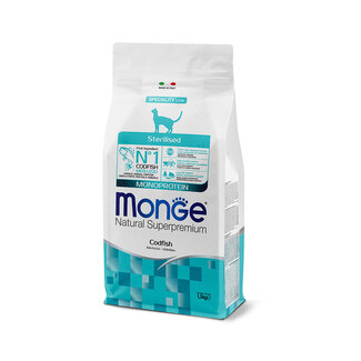 Monge Natural Superpremium Croquettes pour chats - Stérilisé - Monoprotéine cabillaud - 1,5 kg