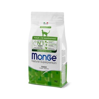 Monge Natural Superpremium Trockenfutter für Katzen - Erwachsen - Monoprotein Kaninchen - 10 kg