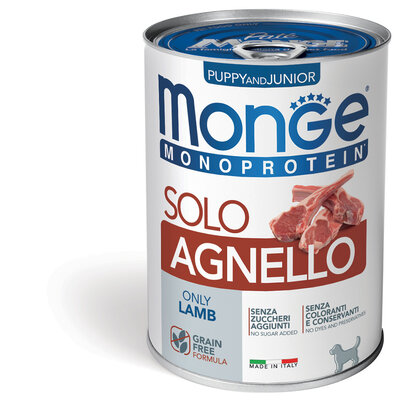 Monge Monoprotein Paté Alleen Lam – Puppy en Junior - 400 g