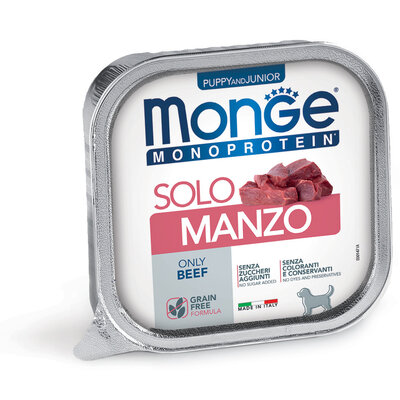 Monge Monoprotein Paté alleen Rundvlees – Puppy en Junior - 150 g