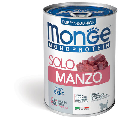 Monge Monoprotein Paté Alleen Rundvlees – Puppy en Junior - 400 g