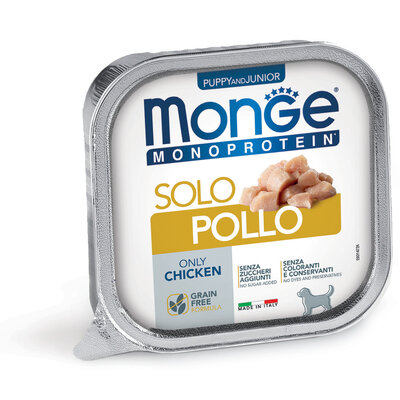 Monge Monoprotein Paté Alleen Kip – Puppy en Junior - 150 g