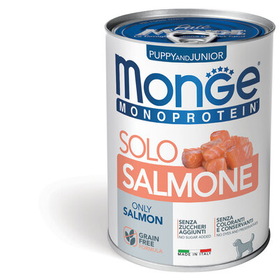 Monge Monoprotein Paté alleen Zalm – Puppy en Junior - 400 g