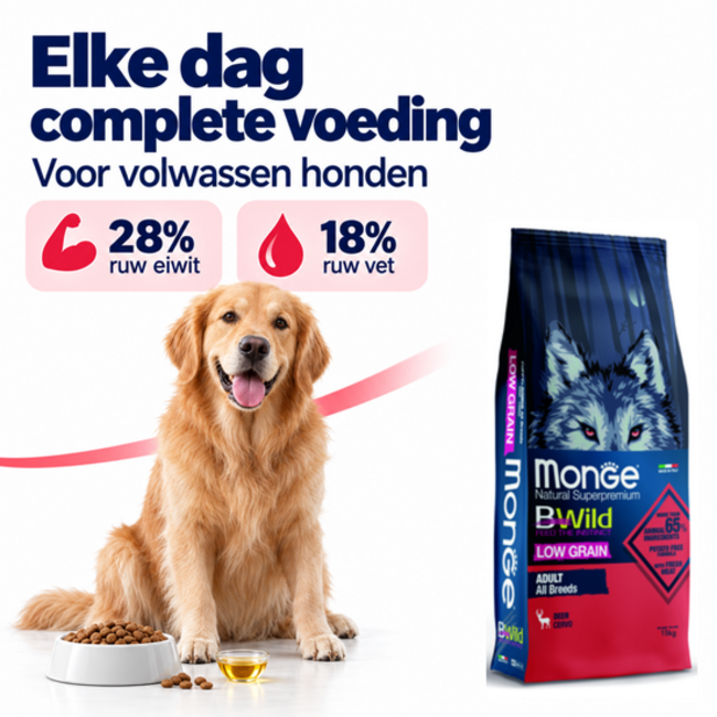Croquettes pour chiens - Faible en céréales Adulte Cerf - 15 kg