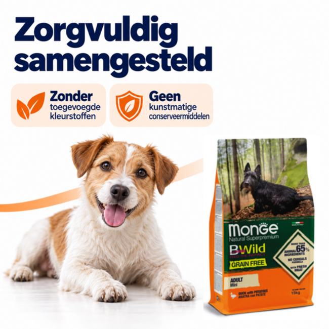 Croquettes pour chiens - Mini Adulte Sans Céréales Canard et Pommes de terre - 15 kg