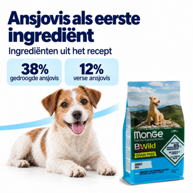 Dog Food - Grain-Free Mini Adult Anchovies with Potatoes and Peas - 15 kg