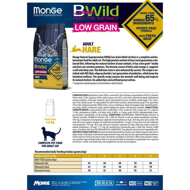 Cat Food - Adult - with Hare - Low Grain - 10 kg