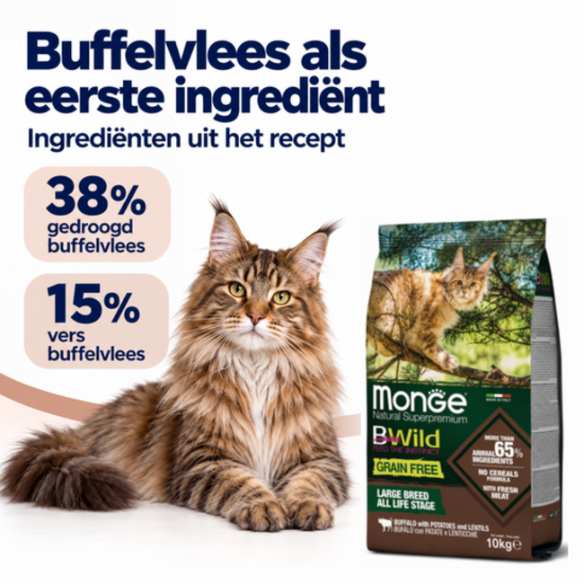 Cat Kibble - Adult - with Buffalo with Potatoes and Lentils - Grain-Free - 10 kg