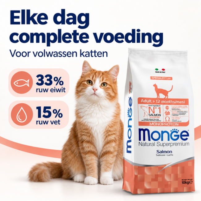 Croquettes pour chats - Adultes - Monoprotéine saumon - 10 kg