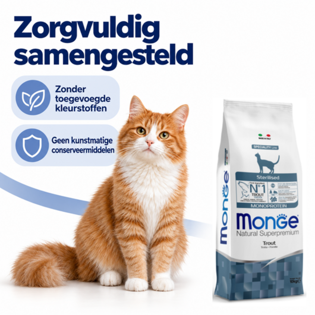 Croquettes pour chats - Stérilisé - Truite monoprotéine - 10 kg